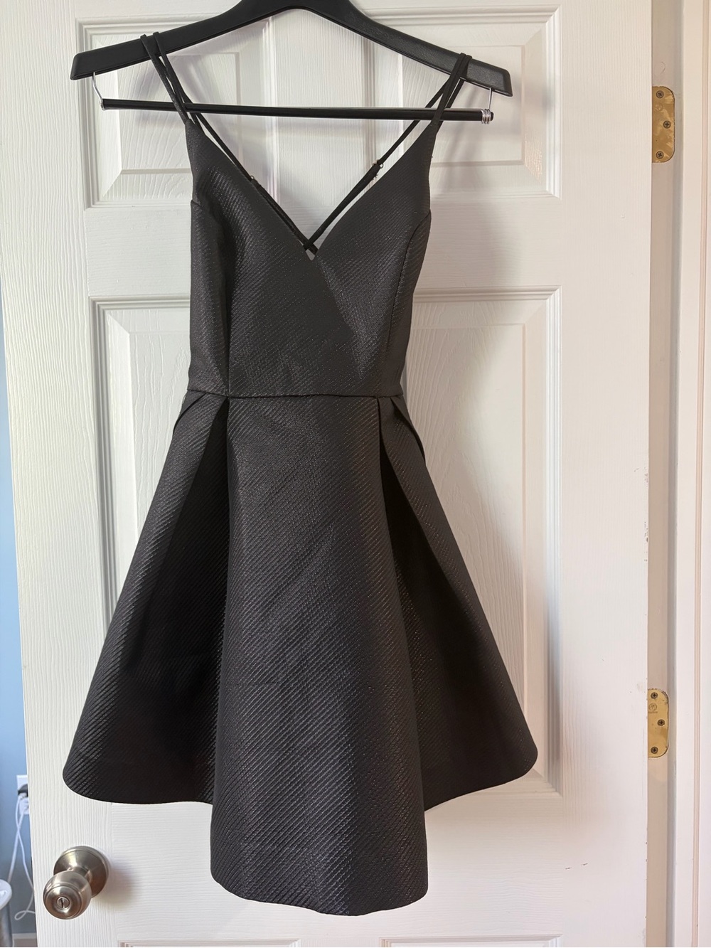 Black Textured Fit-and-Flare Dress